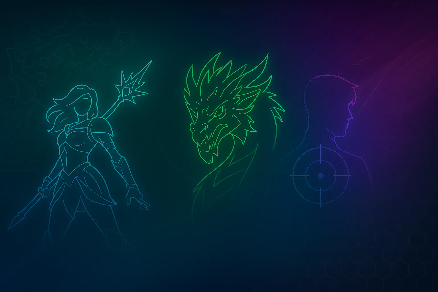 League of Legends, Teamfight Tactics, Valorant karakterlerinin yer aldığı oyun blogu arkaplanı