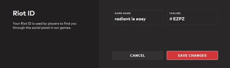 Valorant'ta Yeni Riot ID ve Etiket Kaydetme Resmi